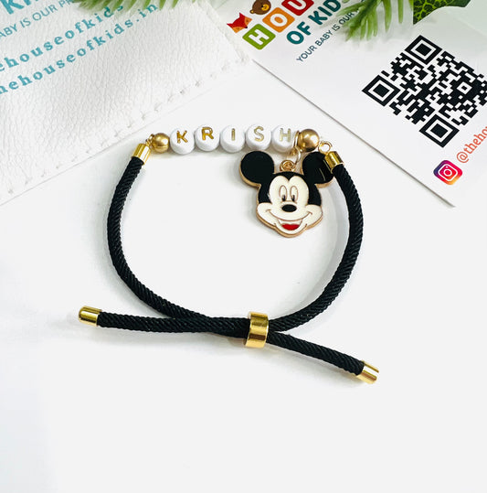 Personalised Name Rakhi Bracelet Adjustable Thread - With Charm - Random Thread Color - FREE SHIPPING