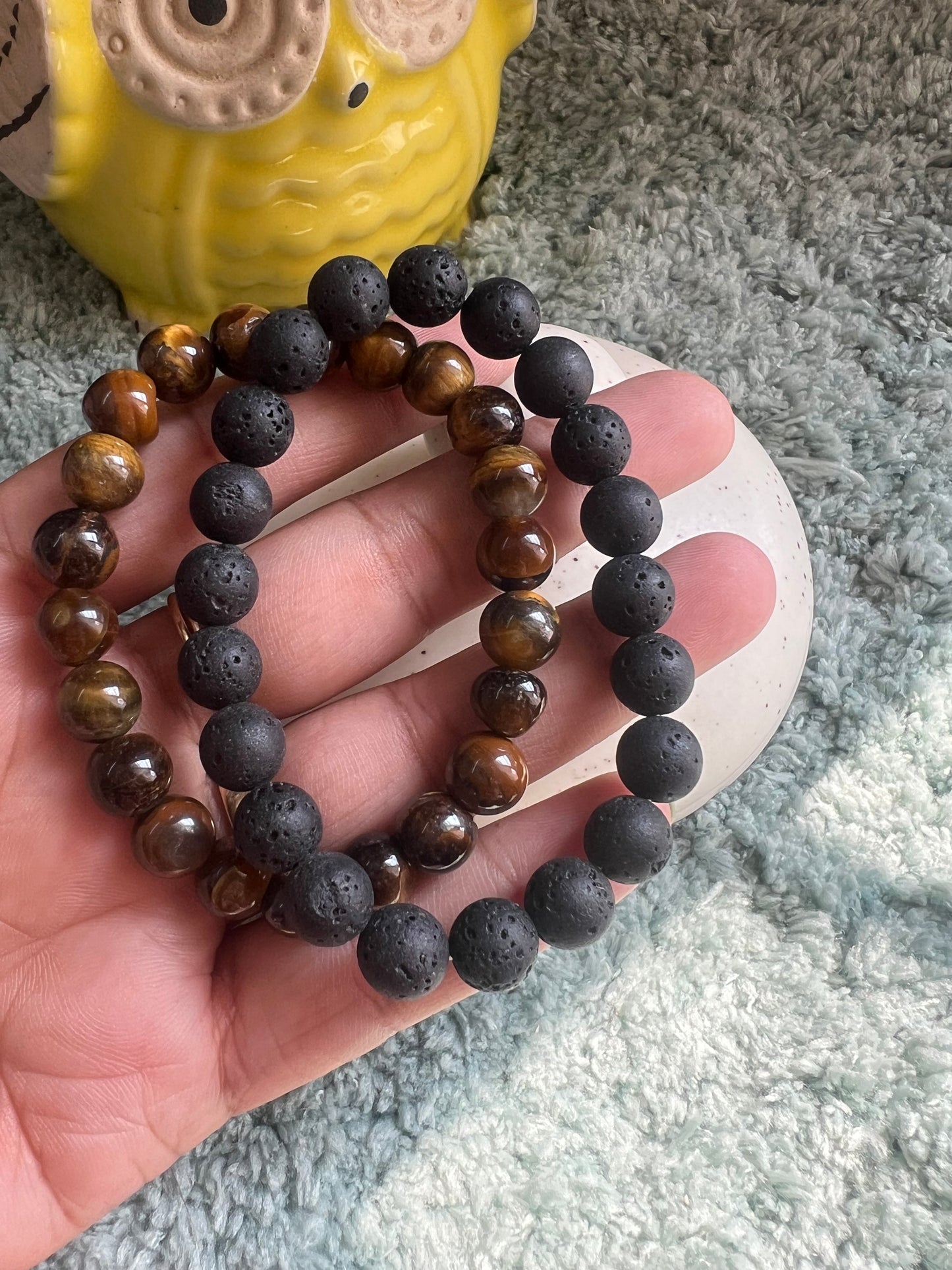 Lava and Tiger Eye Beads Bracelet