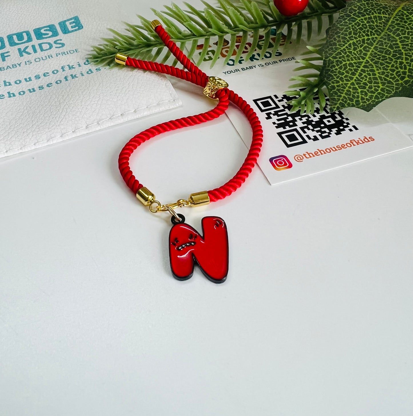 HOK Adjustable Thread Bracelet - Doddle Alphabet Charm - Random Thread Color - FREE SHIPPING