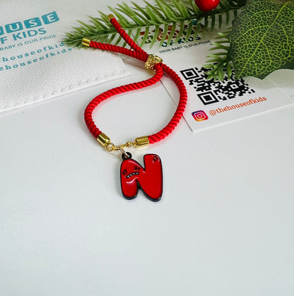 HOK Adjustable Thread Bracelet - Doddle Alphabet Charm - Random Thread Color - FREE SHIPPING