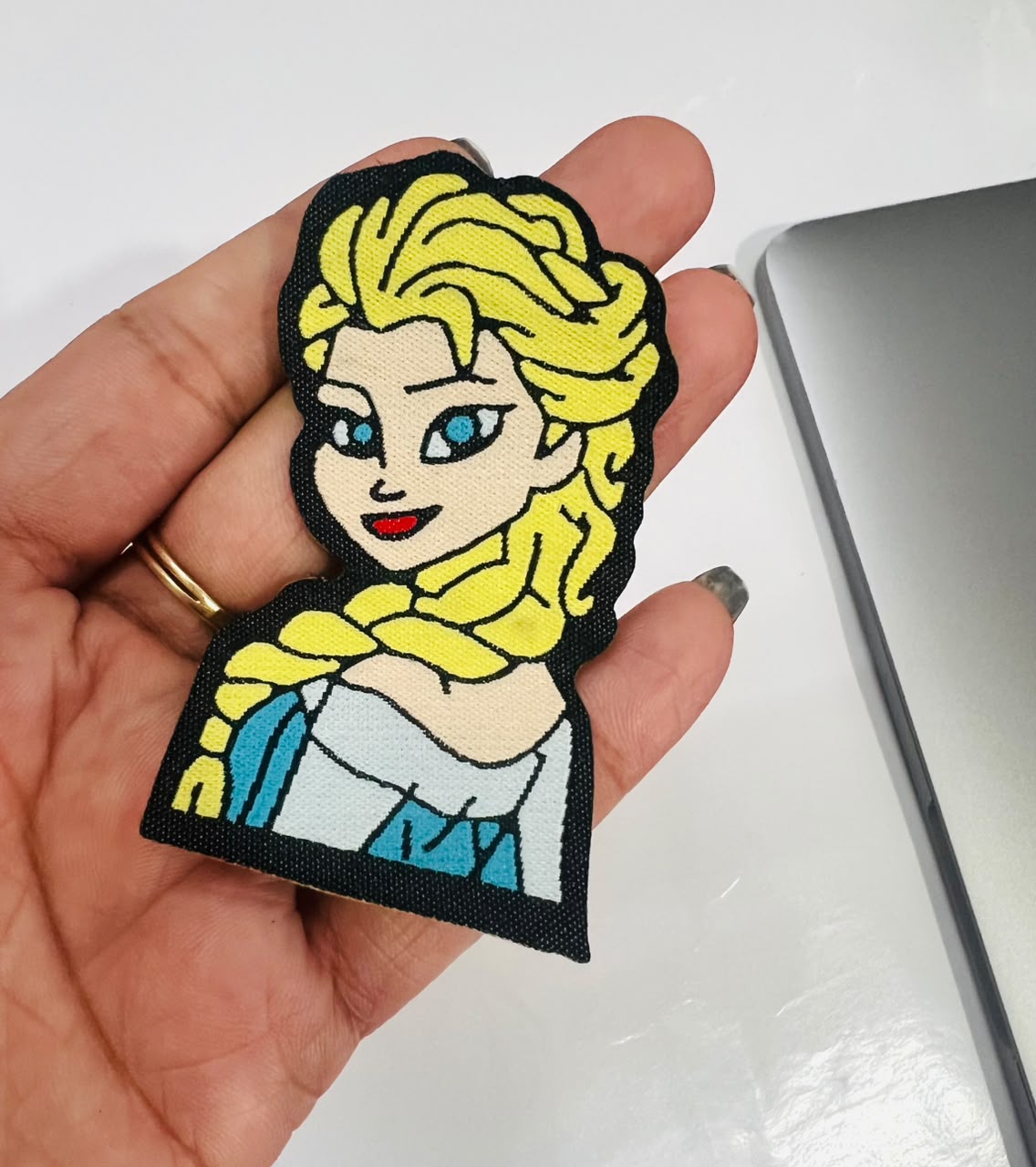 DIY HOK Cartoon Gold Chenille Embroidery Patch Varsity Iron on Sew on Decorative Repair Applique Patches with Gold Border for Clothing Bags DIY Art & Craft