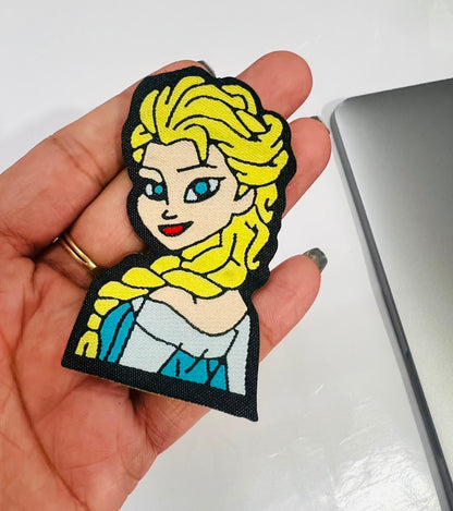 DIY HOK Cartoon Gold Chenille Embroidery Patch Varsity Iron on Sew on Decorative Repair Applique Patches with Gold Border for Clothing Bags DIY Art & Craft