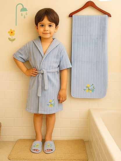 HOK 3 pcs Unique Kids Bathrobe Set - Bathrobe, Towel & Slippers