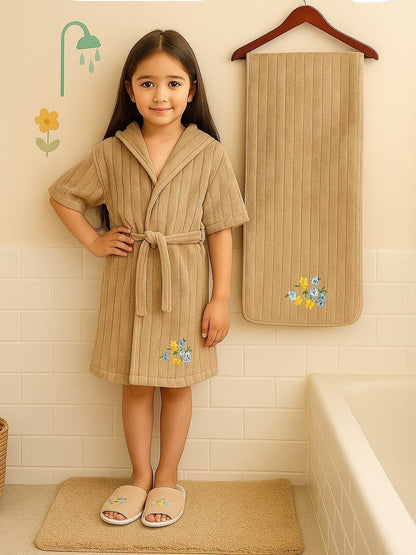 HOK 3 pcs Unique Kids Bathrobe Set - Bathrobe, Towel & Slippers