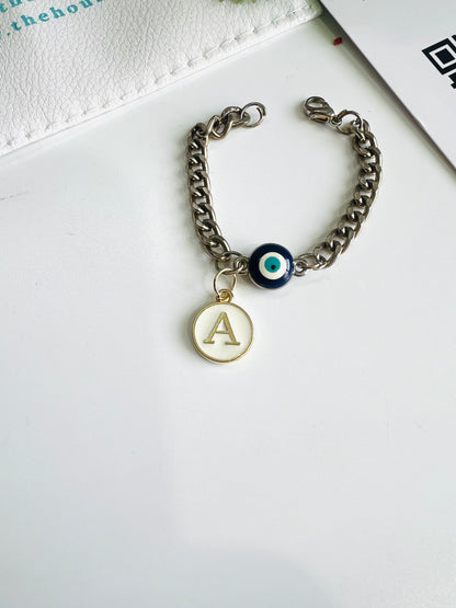 HOK Evil Eye Chain Bracelet with Initial