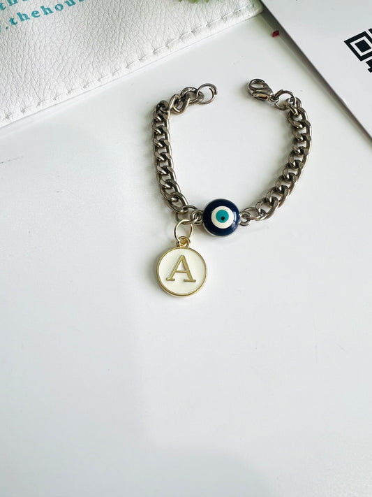 HOK Evil Eye Chain Bracelet with Initial