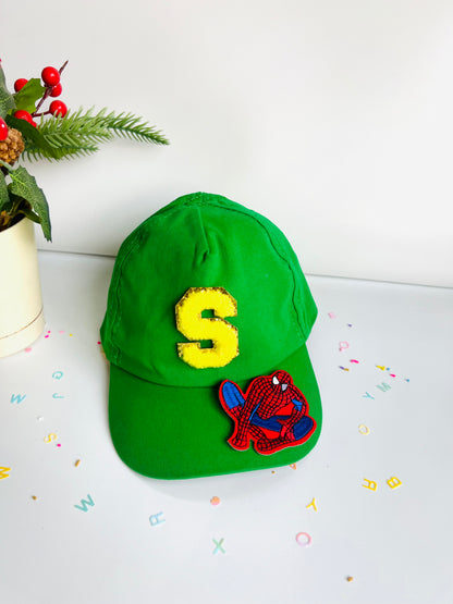 HOK Personalised Cap with Initial Gold Chenille Patches Letter Alphabet