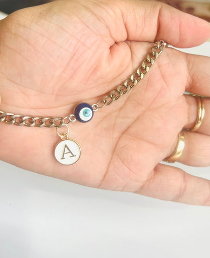 HOK Evil Eye Chain Bracelet with Initial