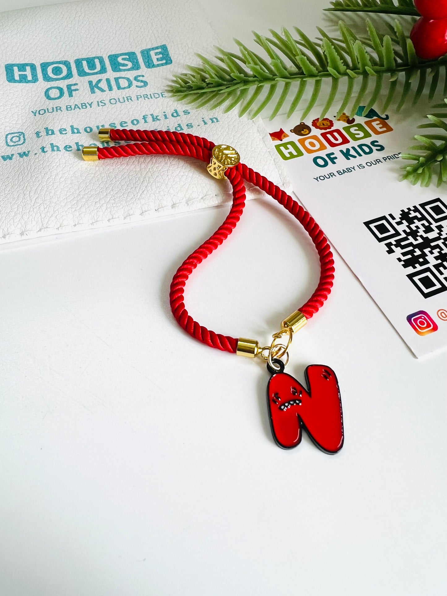 HOK Adjustable Thread Bracelet - Doddle Alphabet Charm - Random Thread Color - FREE SHIPPING