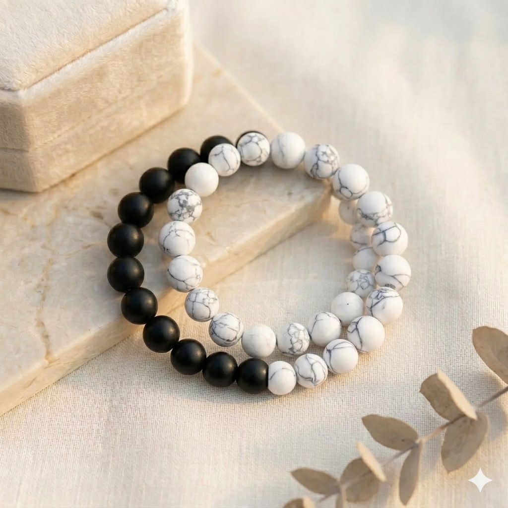 Black and White Couple Bracelet - Set of 2