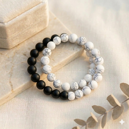 Black and White Couple Bracelet - Set of 2