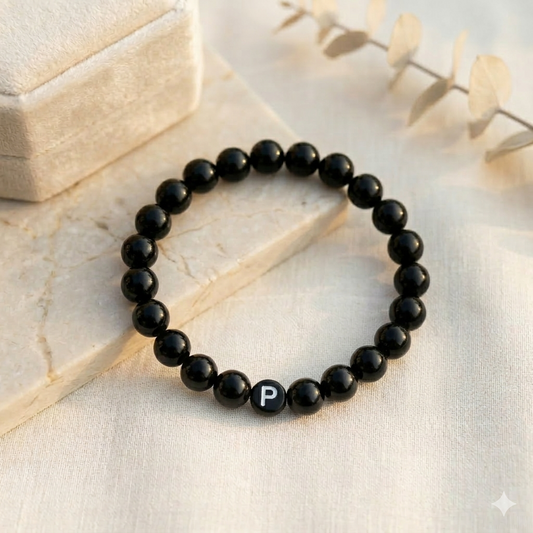 HOK Personalised Black Beads Bracelet