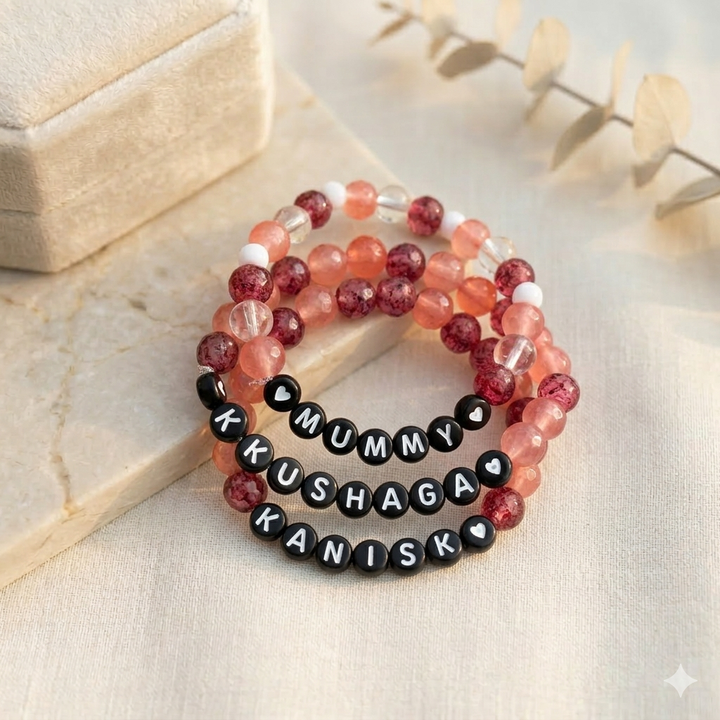 HOK Personalised Name Bracelet Inspired By Sholka Ambani ‘Veda, Prithivi, Mamma Bracelet