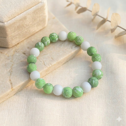 Beautiful Premium Quality Marble Beads Bracelets - Pink Marble Beads & Green Marble Beads 🩷💚