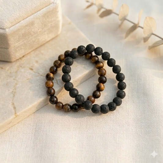 HOK Lava and Tiger Eye Beads Combo Bracelet