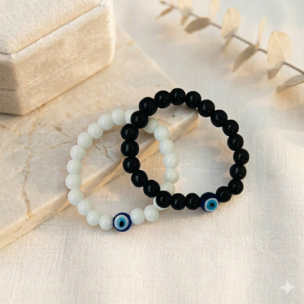 HOK Evil Eye Matching Pair Bracelet for Friends and Couple - For all age group - Set of 2