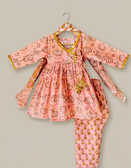 Girls Cotton Kurti Pant with Dupatta