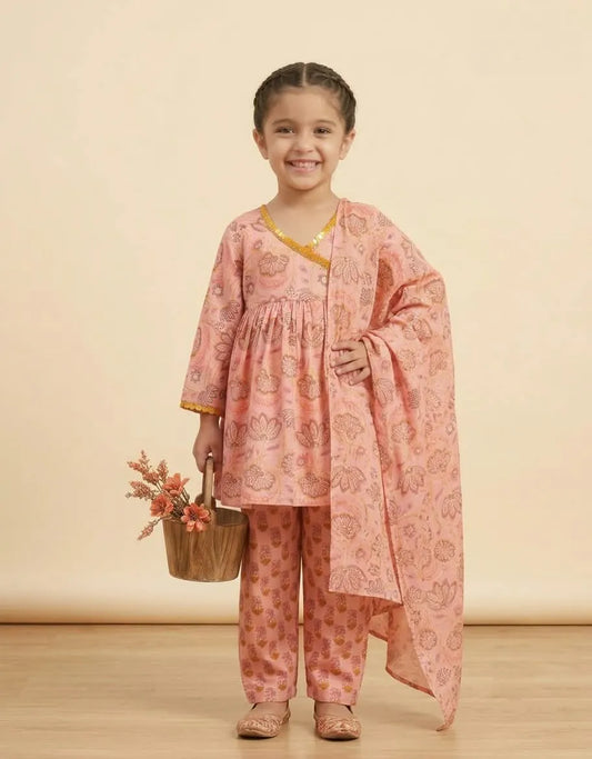 Girls Cotton Kurti Pant with Dupatta