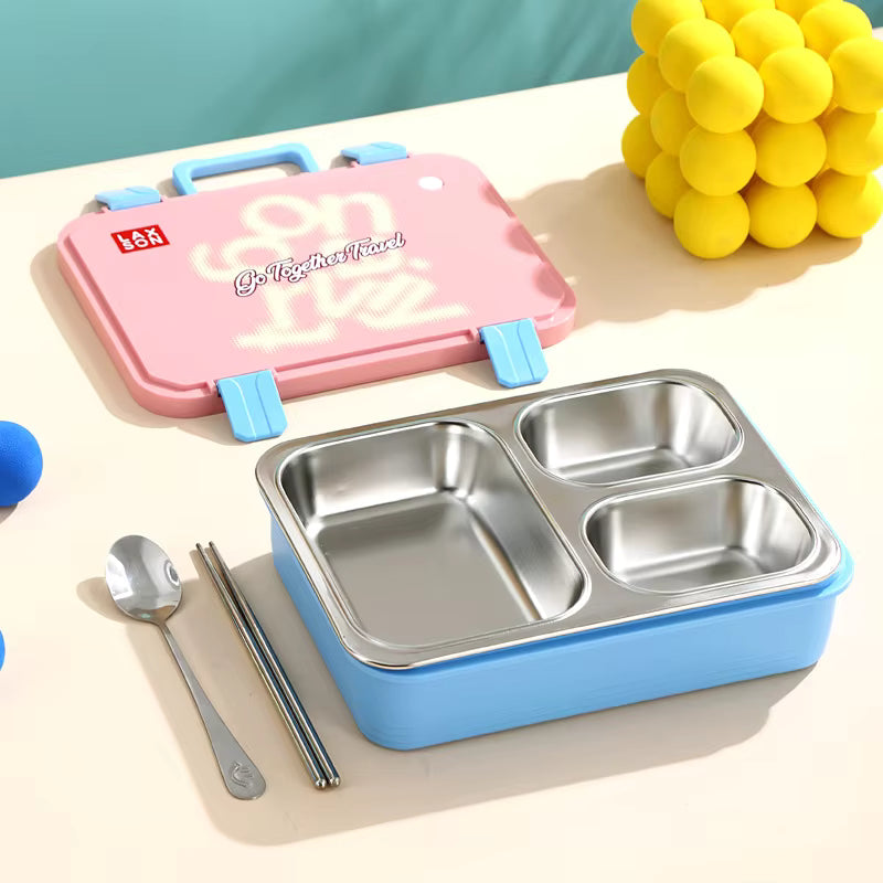 HOK 3 Compartment Stainless Steel Bento Lunch Box