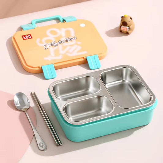 HOK 3 Compartment Stainless Steel Bento Lunch Box