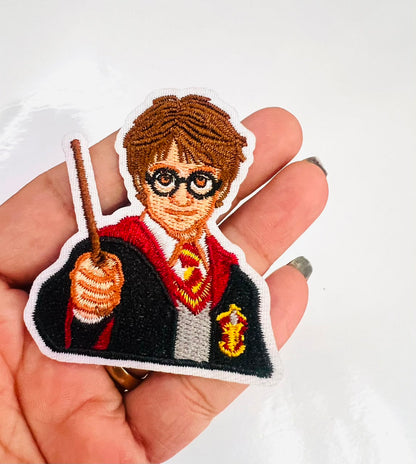 DIY HOK Cartoon Gold Chenille Embroidery Patch Varsity Iron on Sew on Decorative Repair Applique Patches with Gold Border for Clothing Bags DIY Art & Craft