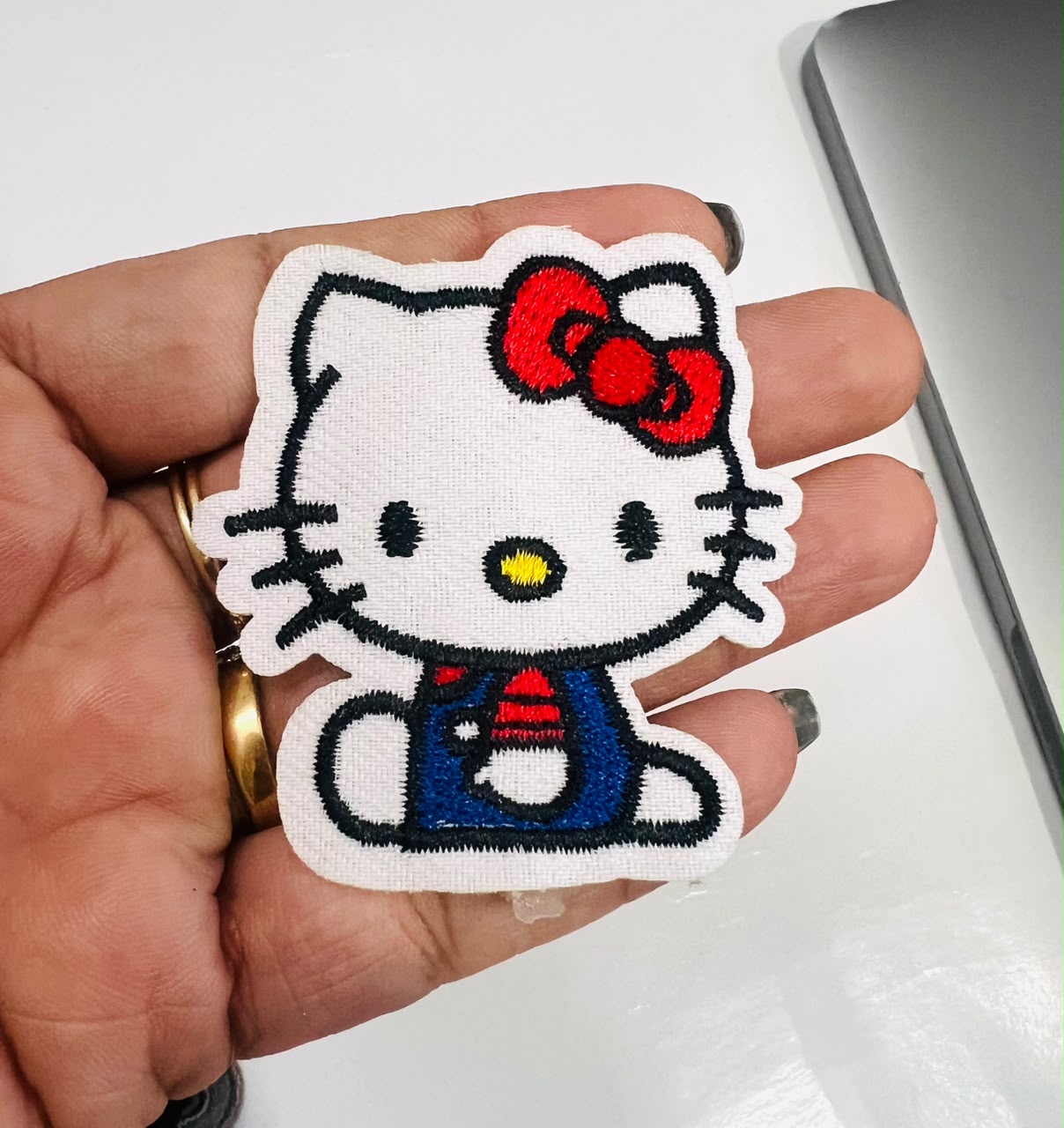 DIY HOK Cartoon Gold Chenille Embroidery Patch Varsity Iron on Sew on Decorative Repair Applique Patches with Gold Border for Clothing Bags DIY Art & Craft