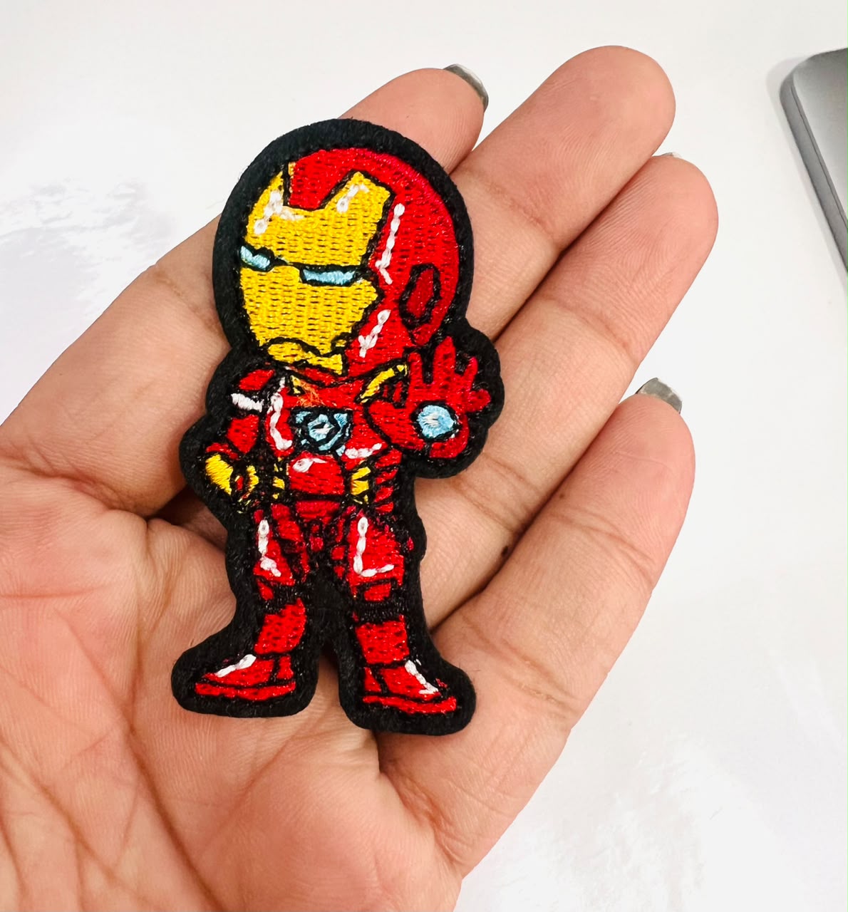 DIY HOK Cartoon Gold Chenille Embroidery Patch Varsity Iron on Sew on Decorative Repair Applique Patches with Gold Border for Clothing Bags DIY Art & Craft