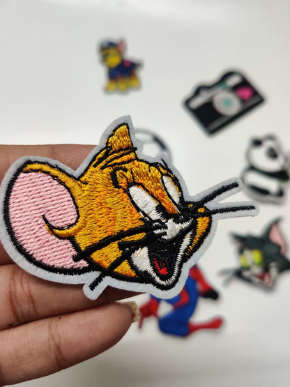 DIY HOK Cartoon Gold Chenille Embroidery Patch Varsity Iron on Sew on Decorative Repair Applique Patches with Gold Border for Clothing Bags DIY Art & Craft