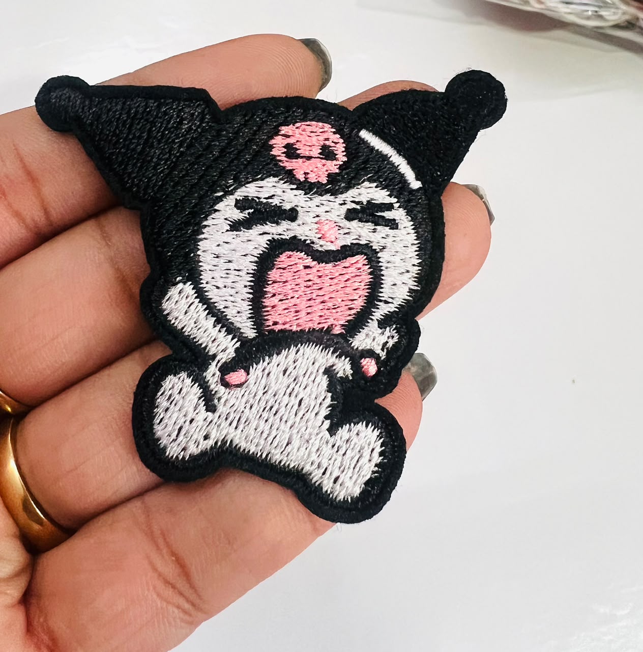 DIY HOK Cartoon Gold Chenille Embroidery Patch Varsity Iron on Sew on Decorative Repair Applique Patches with Gold Border for Clothing Bags DIY Art & Craft