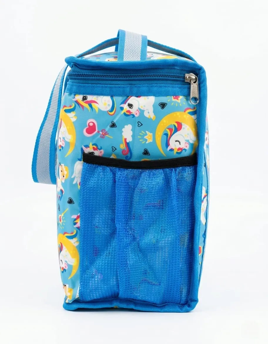 Kids Insulated Lunch Bag with Front Pocket & Bottle Compartment