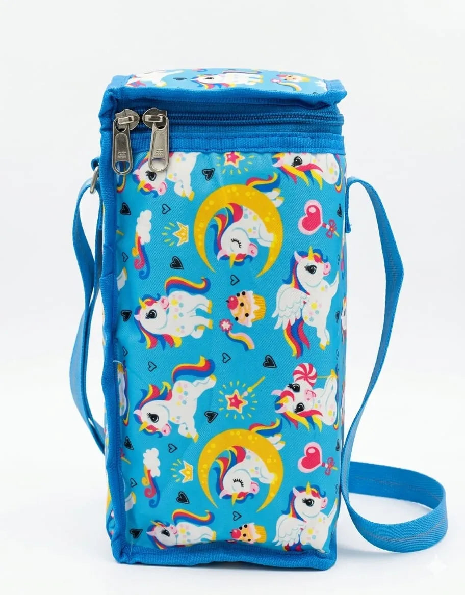 Kids Insulated Lunch Bag with Front Pocket & Bottle Compartment