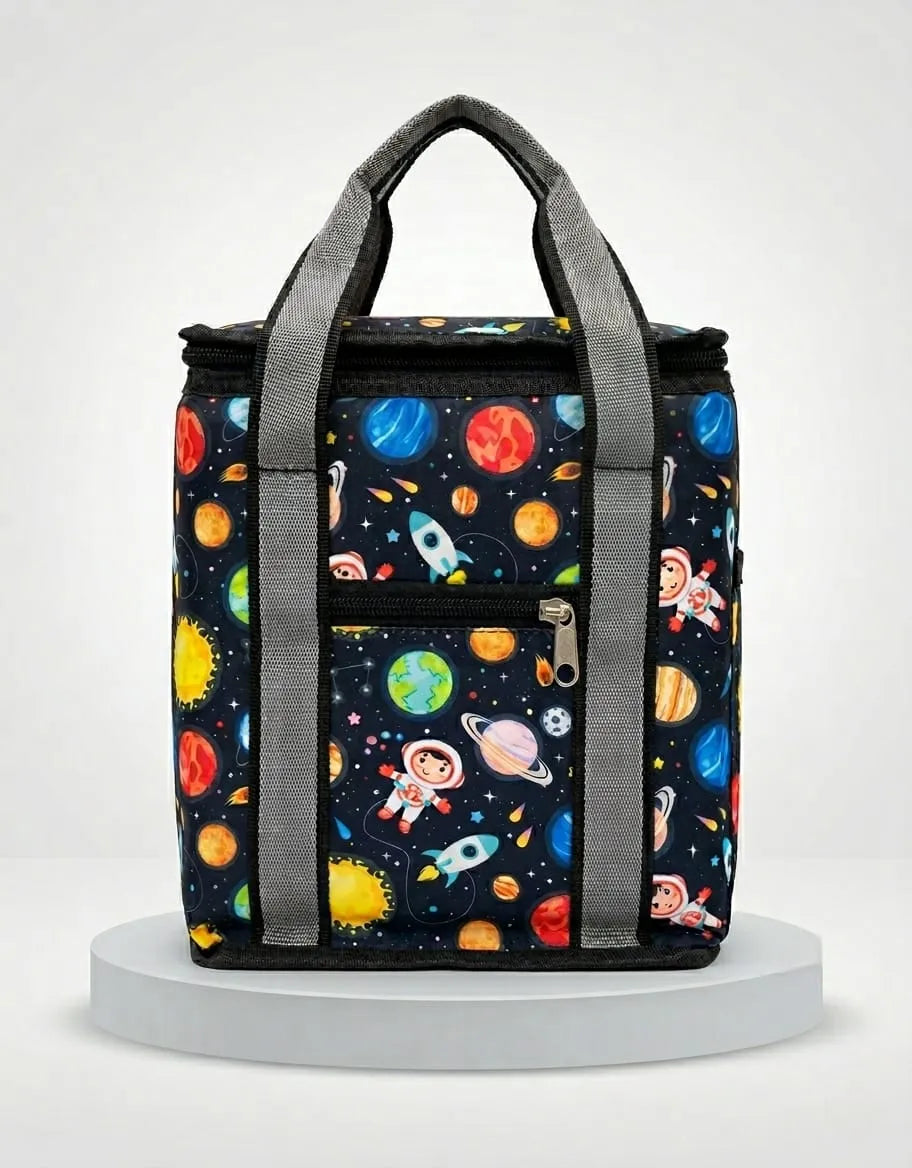 Kids Insulated Lunch Bag with Front Pocket & Bottle Compartment