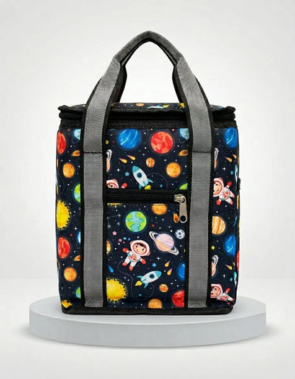 Kids Insulated Lunch Bag with Front Pocket & Bottle Compartment