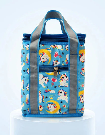Kids Insulated Lunch Bag with Front Pocket & Bottle Compartment