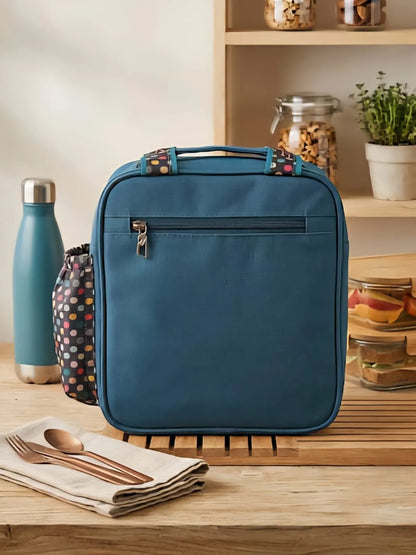 Large Capacity Insulated Lunch Bag with Bottle Holder & Multiple Pockets