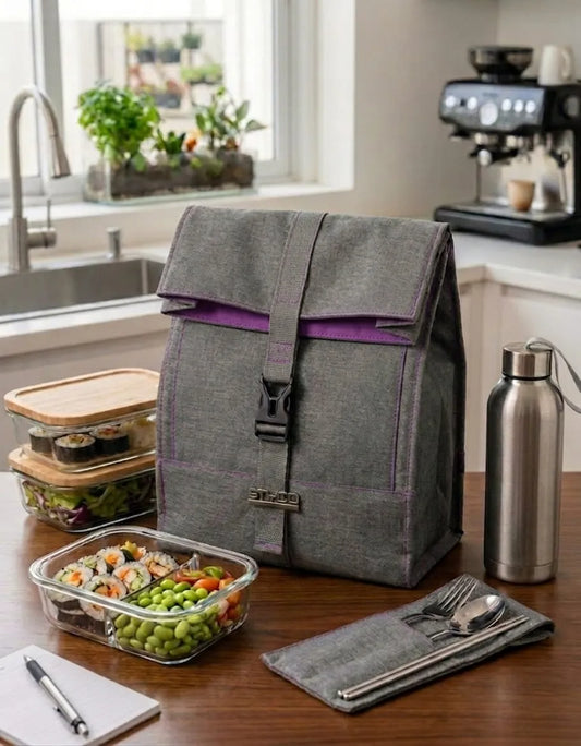 Large Capacity Insulated Lunch Bag with Long Shoulder Strap & Back Pocket