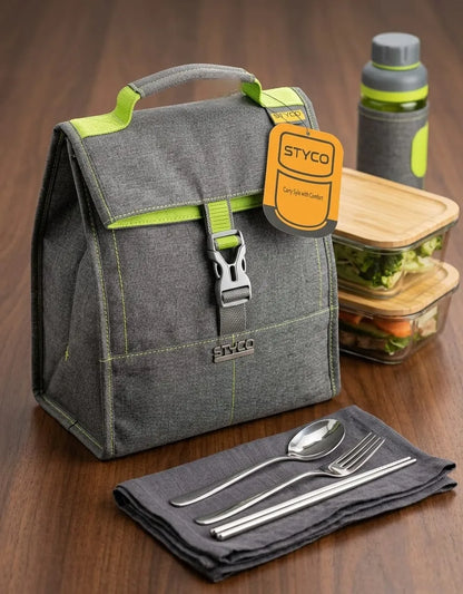 Large Capacity Insulated Lunch Bag with Long Shoulder Strap & Back Pocket
