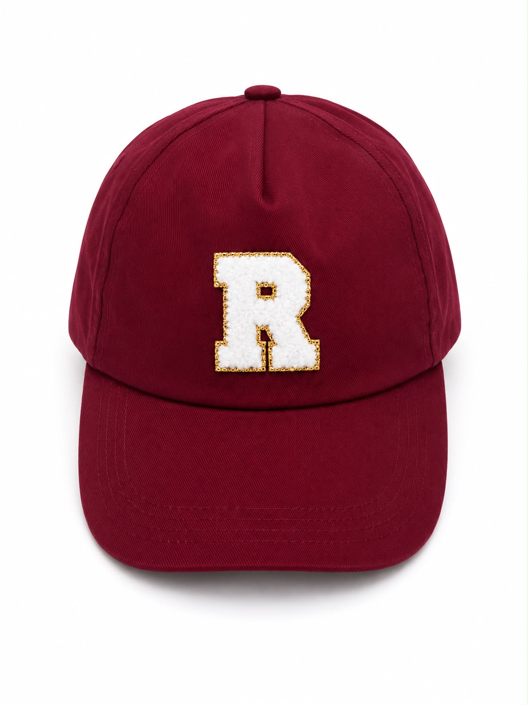 Personalised Cap with Initial Gold Chenille Patch Letter Alphabet