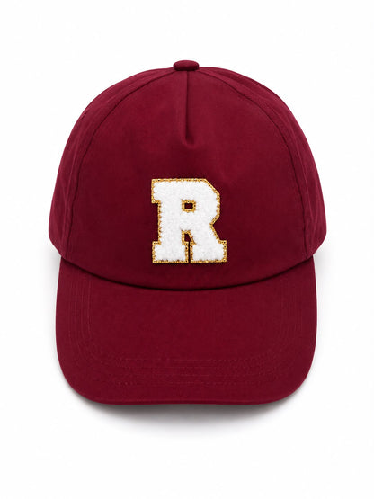 Personalised Cap with Initial Gold Chenille Patch Letter Alphabet