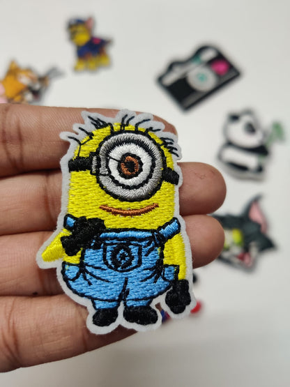 DIY HOK Cartoon Gold Chenille Embroidery Patch Varsity Iron on Sew on Decorative Repair Applique Patches with Gold Border for Clothing Bags DIY Art & Craft