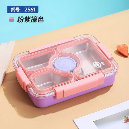 HOK 4 Compartment Stainless Steel Lunch Box | Leak-proof Bento Box