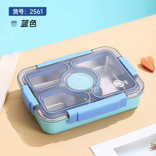 HOK 4 Compartment Stainless Steel Lunch Box | Leak-proof Bento Box