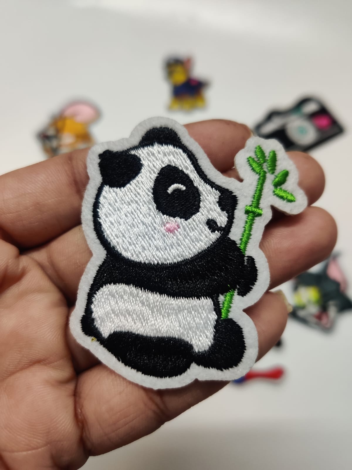 DIY HOK Cartoon Gold Chenille Embroidery Patch Varsity Iron on Sew on Decorative Repair Applique Patches with Gold Border for Clothing Bags DIY Art & Craft