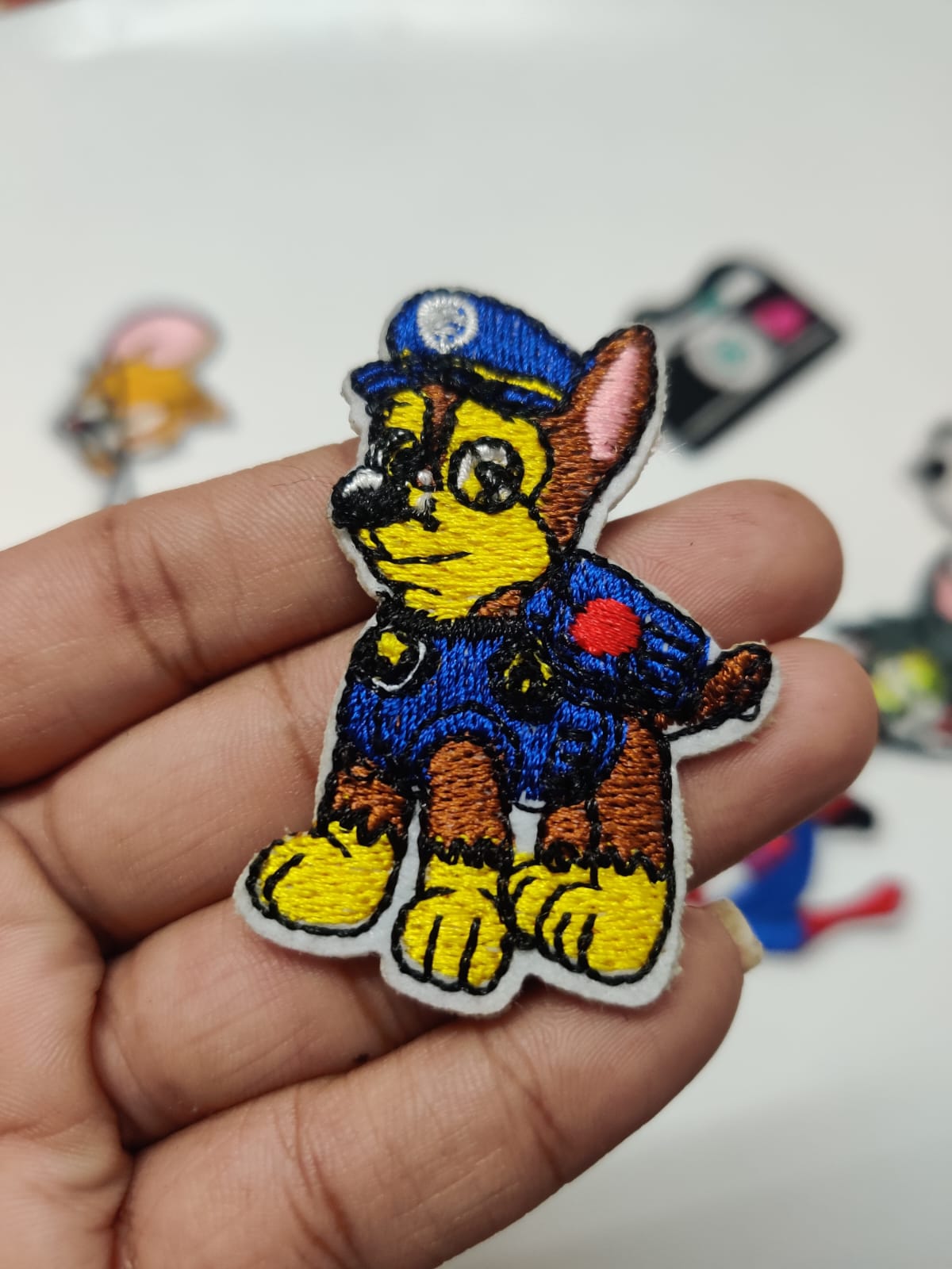 DIY HOK Cartoon Gold Chenille Embroidery Patch Varsity Iron on Sew on Decorative Repair Applique Patches with Gold Border for Clothing Bags DIY Art & Craft