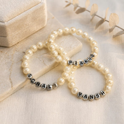 Personalised pearl bracelet set of 3