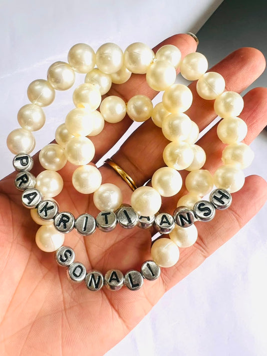 Personalised pearl bracelet set of 3
