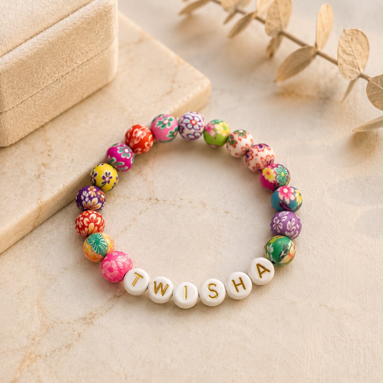 Personalized Clay Bead Bracelet