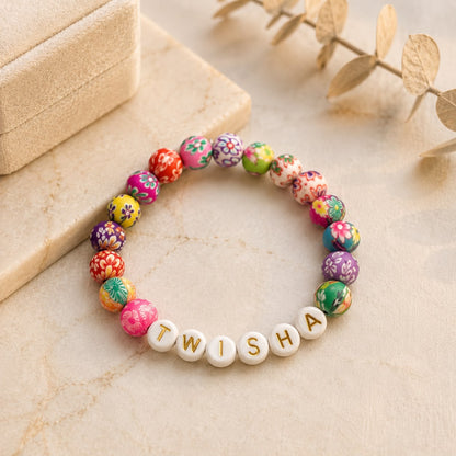 Personalized Clay Bead Bracelet