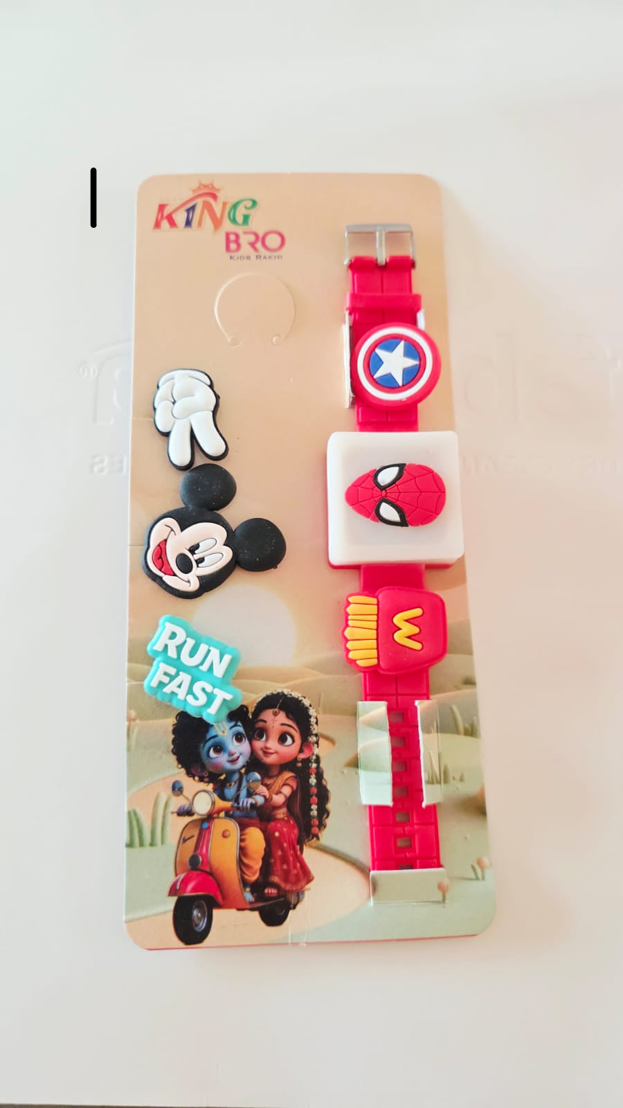 Light rakhi bands with changeable charms - Single pack