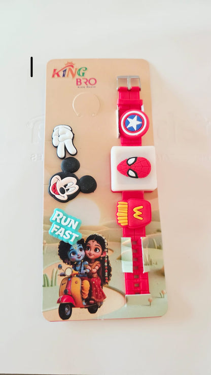 Light rakhi bands with changeable charms - Single pack